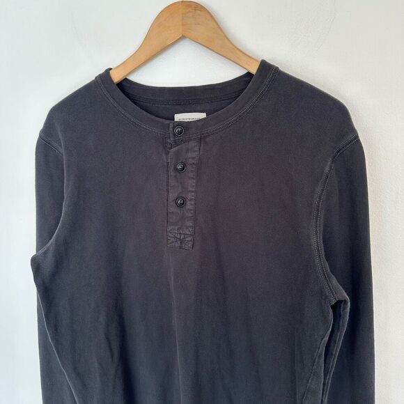 Buck Mason Men’s Black Vintage Long Sleeved Thermal Henley French Rib Cotton - Picture 5 of 12